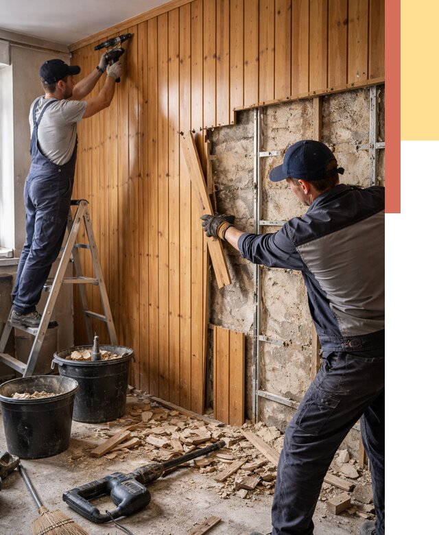 Демонтаж вагонки со стен в Балаково от 1476 руб. — снятие, удаление, срочно | ОТДЕЛОЧНИК-Блк