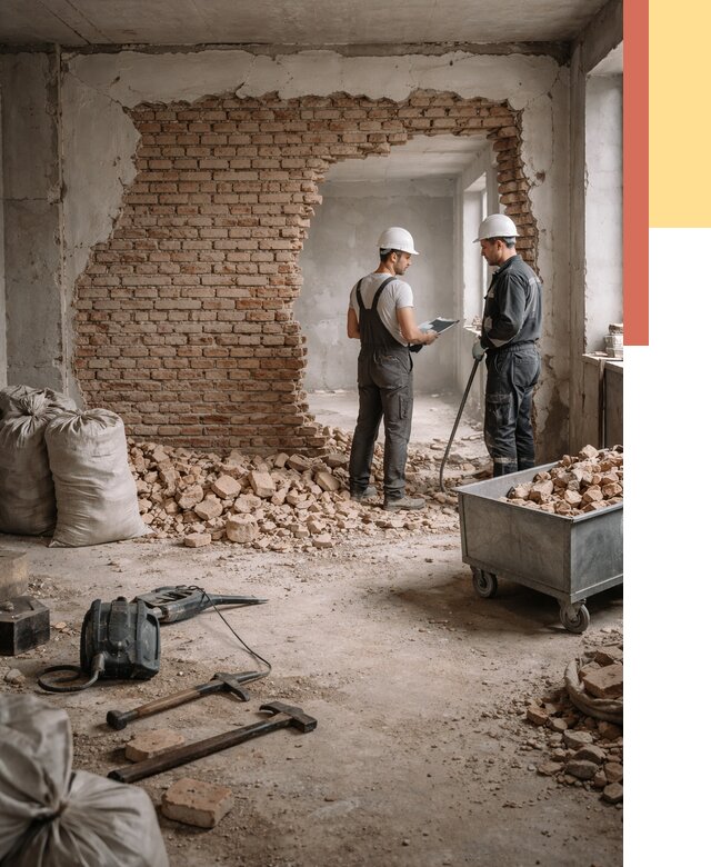 Демонтаж кирпичных стен в Балаково от 4274 руб. — быстро, недорого, под ключ | ОТДЕЛОЧНИК-Блк