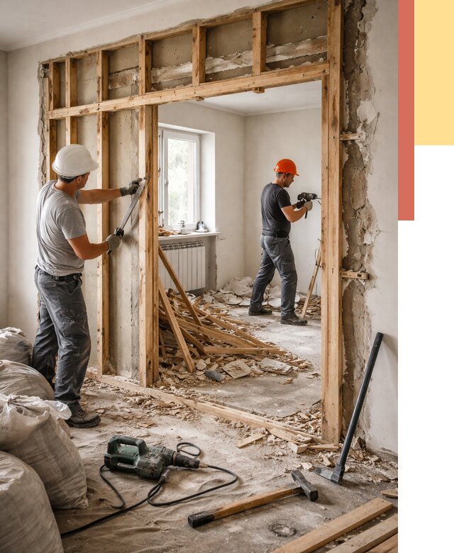 Демонтаж деревянных перегородок в Балаково от 3257 руб. — быстро и недорого | ОТДЕЛОЧНИК-Блк