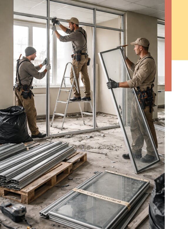 Демонтаж алюминиевых перегородок в Балаково от 4274 руб. — быстро и недорого | ОТДЕЛОЧНИК-Блк