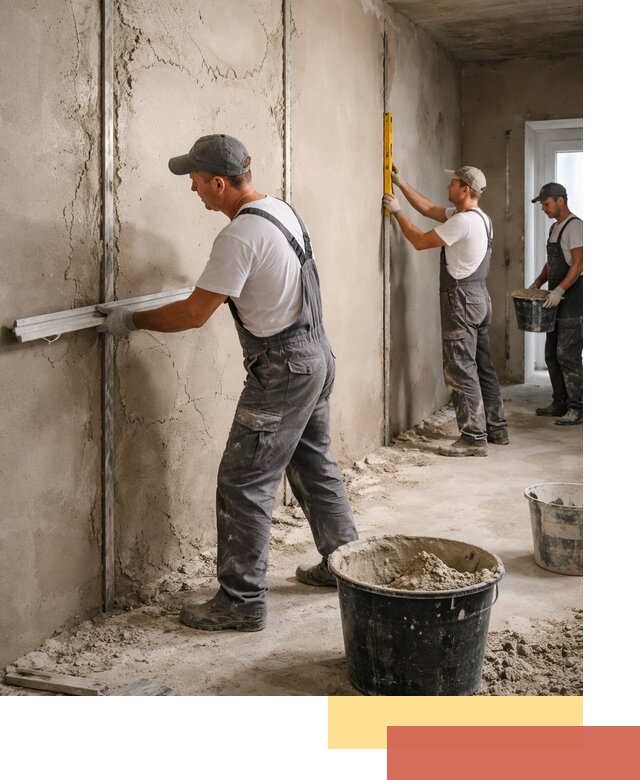 Штукатурка стен по маякам в Балаково — точная и ровная поверхность