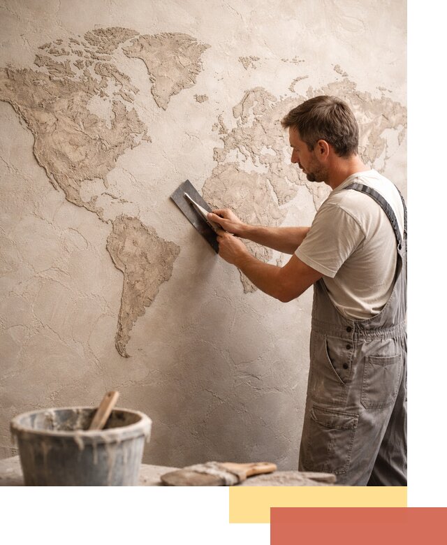 Декоративная штукатурка «Карта мира» под ключ в Балаково