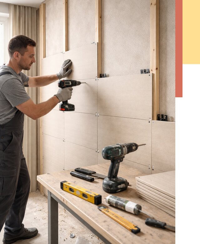 Монтаж МДФ панелей на стены в Балаково от 1272 руб. под ключ | ОТДЕЛОЧНИК-Блк