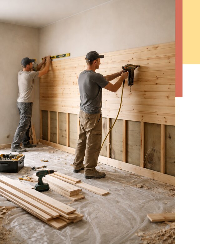 Монтаж деревянной вагонки на стены в Балаково от 7633 руб. | Услуги монтажа вагонки | ОТДЕЛОЧНИК-Блк