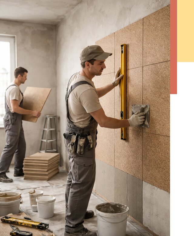 Монтаж пробковых панелей на стены в Балаково от 3562 руб. — ОТДЕЛОЧНИК-Блк