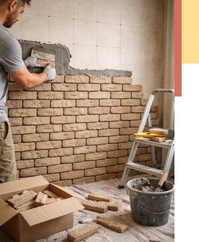 Монтаж декоративного кирпича в Балаково от 3257 руб./м² — быстро и недорого | ОТДЕЛОЧНИК-Блк