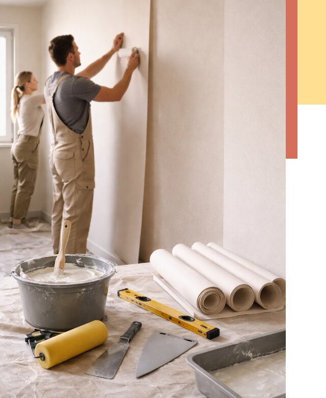 Поклейка бумажных обоев в Балаково от 5597 руб./м2 — быстро и недорого | ОТДЕЛОЧНИК-Блк