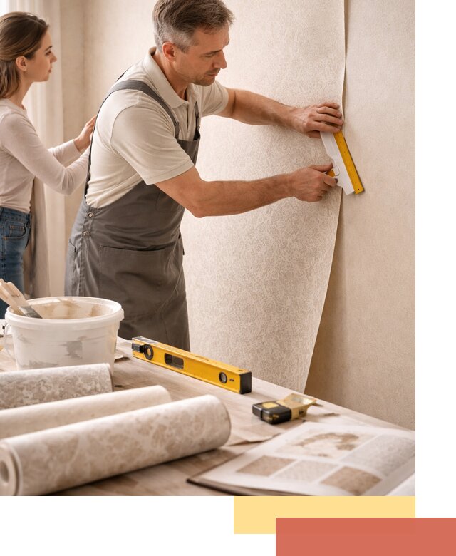 Поклейка обоев с подбором рисунка в Балаково