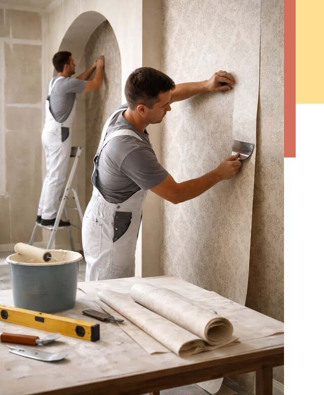 Поклейка обоев на сложные стены в Балаково от 2850 руб. под ключ | ОТДЕЛОЧНИК-Блк