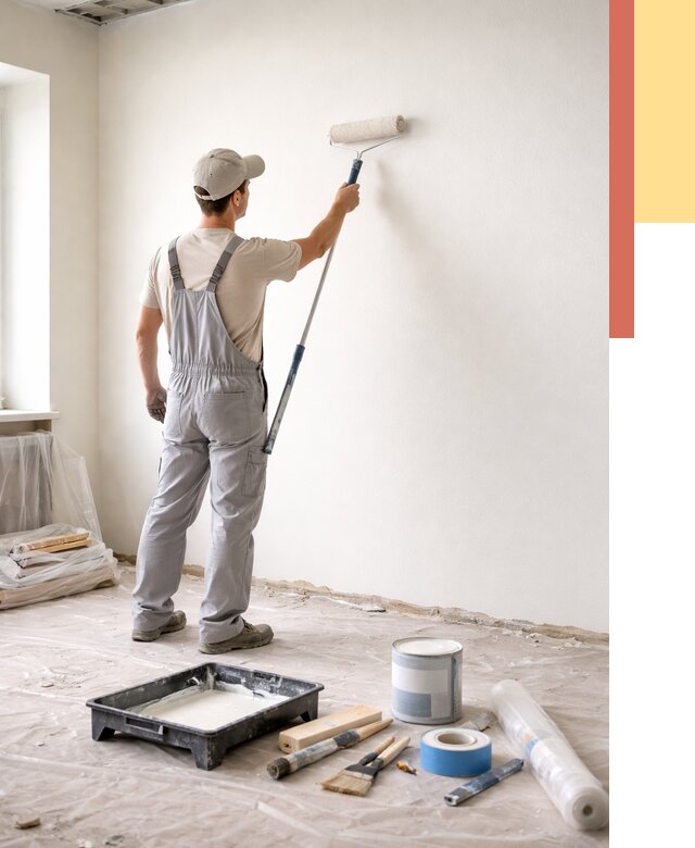 Покраска стен водоэмульсионной краской в Балаково от 458 руб. за м² | ОТДЕЛОЧНИК-Блк