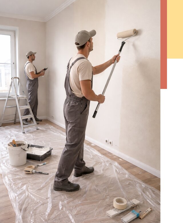 Покраска стен акриловой краской в Балаково от 3562 руб./м² — быстро и недорого | ОТДЕЛОЧНИК-Блк