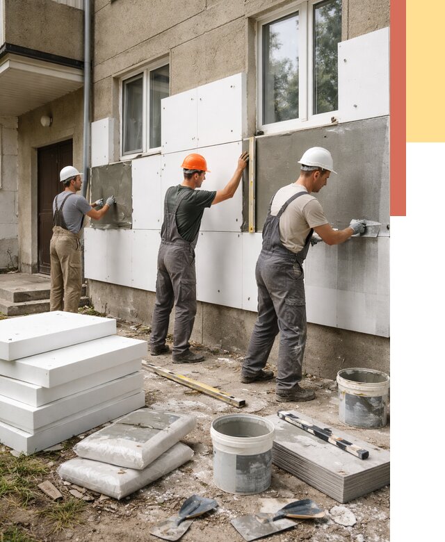 Утепление стен пенопластом в Балаково от 1781 руб. — недорого и под ключ | ОТДЕЛОЧНИК-Блк