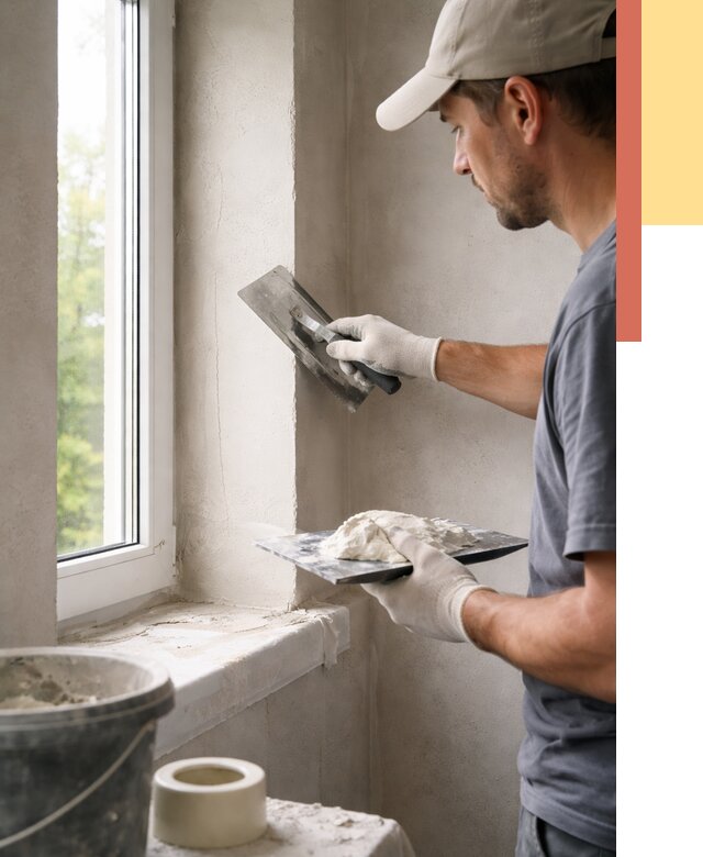 Штукатурка откосов в Балаково от 4580 руб/м² — услуги и выравнивание под ключ | ОТДЕЛОЧНИК-Блк