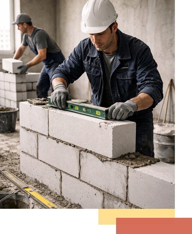 Кладка перегородок из пеноблока под ключ в Балаково