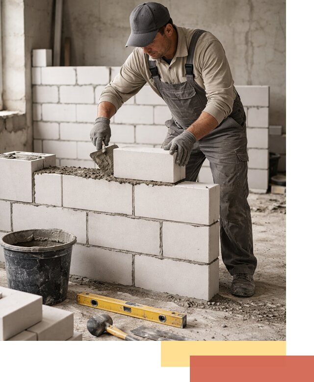 Кладка перегородок из силикатного блока в Балаково