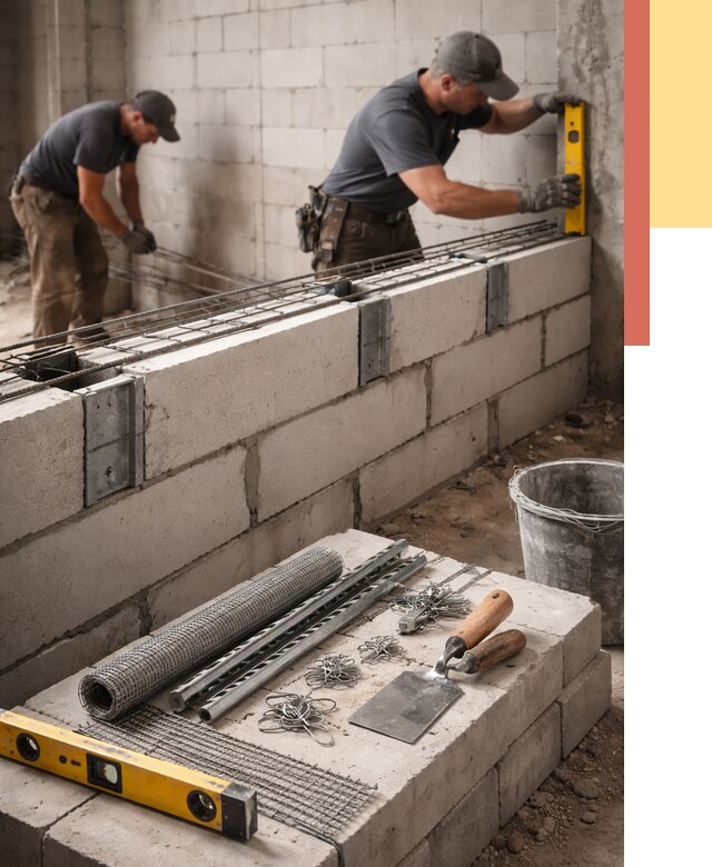 Армирование кладки перегородок в Балаково от 763 руб. под ключ | ОТДЕЛОЧНИК-Блк