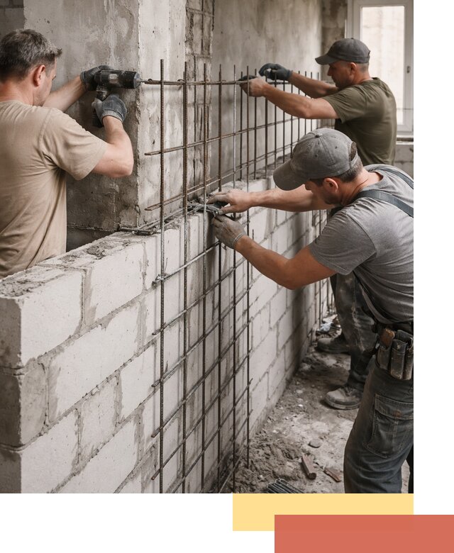Армирование кладки перегородок в Балаково профессионально и надёжно