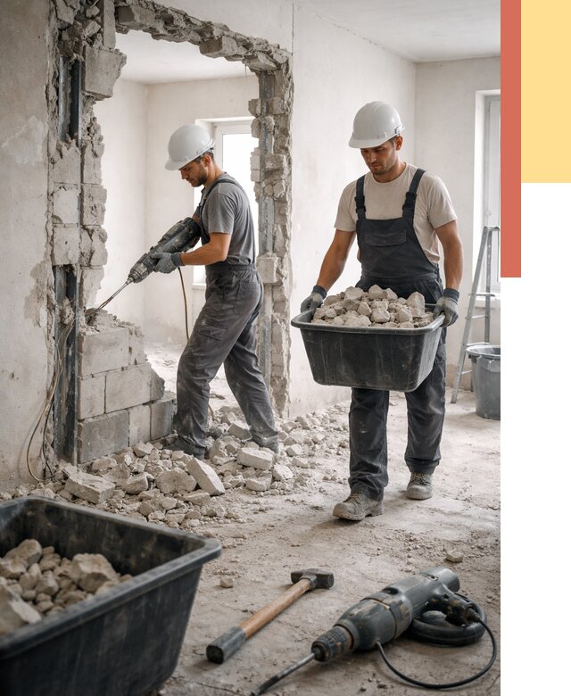 Демонтаж блоковых перегородок в Балаково от 3816 руб. — быстро и недорого | ОТДЕЛОЧНИК-Блк