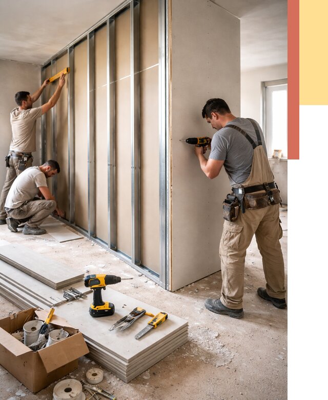 Монтаж однослойной перегородки из гипсокартона в Балаково от 662 руб. | ОТДЕЛОЧНИК-Блк