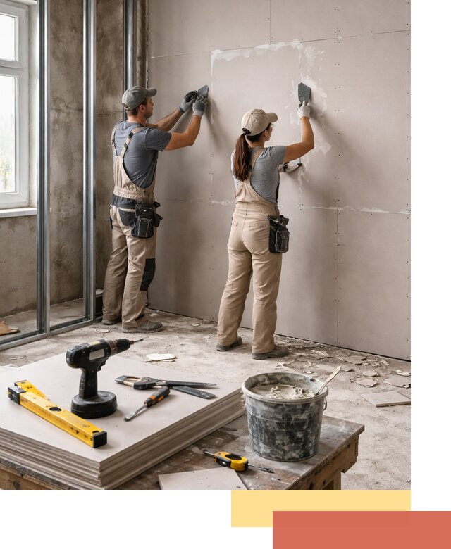 Монтаж двухслойной перегородки из гипсокартона в Балаково