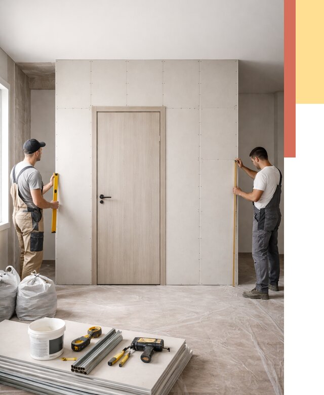 Перегородка из гипсокартона с дверью в Балаково от 4580 руб. под ключ | ОТДЕЛОЧНИК-Блк