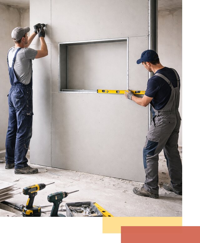 Перегородка из гипсокартона с нишей под декор в Балаково