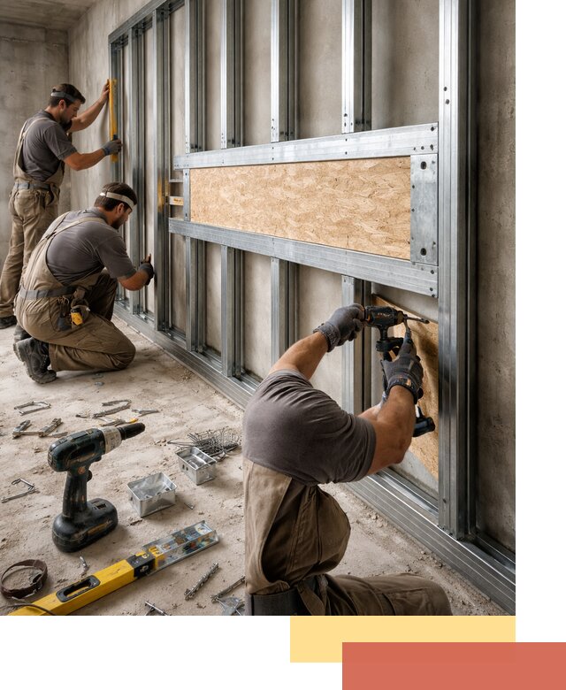 Усиленная перегородка для крепления тяжёлых конструкций в Балаково