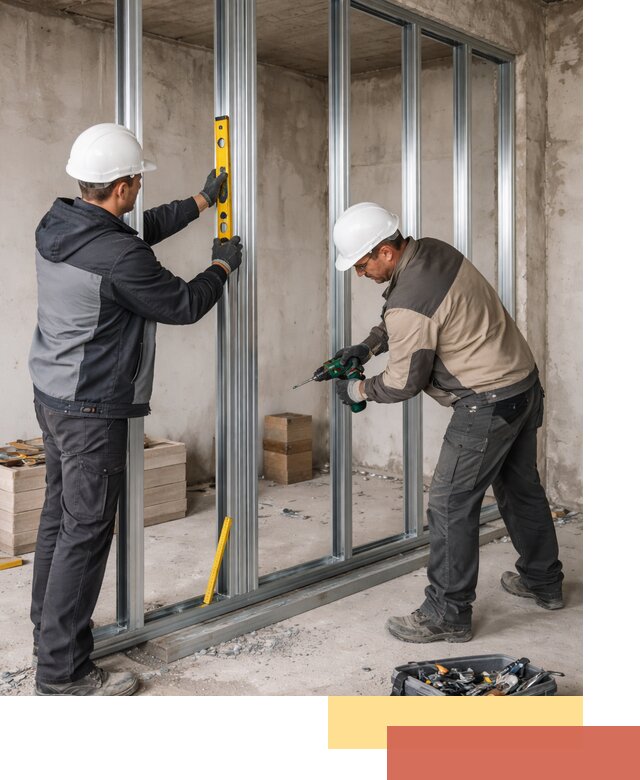 Монтаж каркаса перегородки из профиля в Балаково