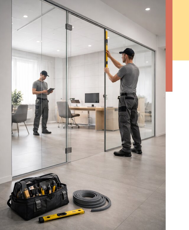 Цельностеклянные перегородки под ключ в Балаково от 9668 руб. — монтаж и цены | ОТДЕЛОЧНИК-Блк