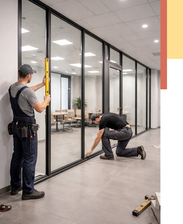 Каркасные стеклянные перегородки в Балаково под ключ от 9363 руб. | ОТДЕЛОЧНИК-Блк