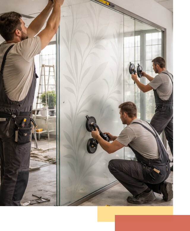 Стеклянные перегородки с рисунком на заказ в Балаково