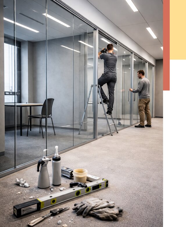 Стеклянные офисные перегородки в Балаково от 8650 руб. — монтаж и установка | ОТДЕЛОЧНИК-Блк