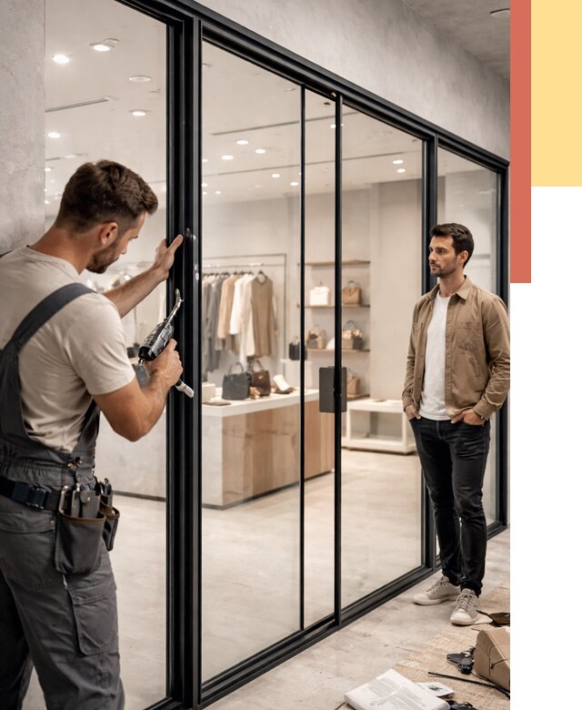 Стеклянные перегородки для магазинов в Балаково от 8345 руб. под ключ | ОТДЕЛОЧНИК-Блк