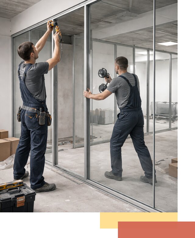 Алюминиевые перегородки со стеклом в Балаково — изготовление и монтаж