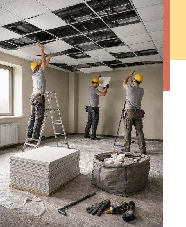 Демонтаж потолка Армстронг в Балаково от 4580 руб. быстро и недорого | ОТДЕЛОЧНИК-Блк