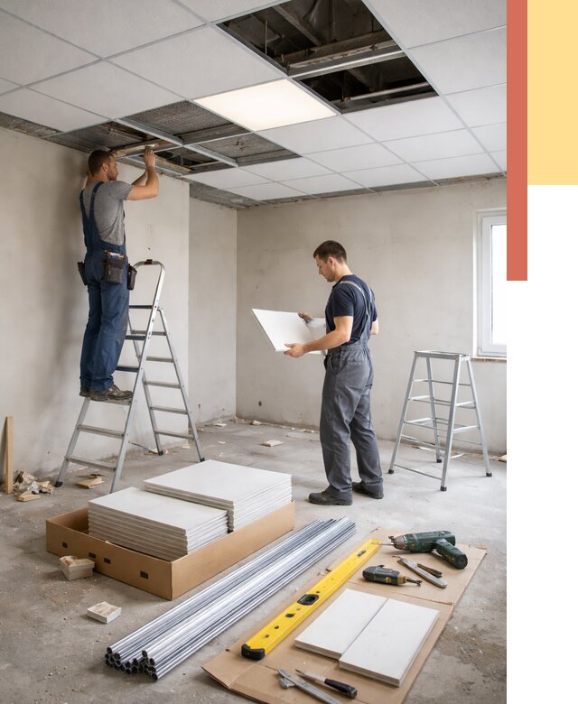 Монтаж потолка армстронг в Балаково от 4580 руб/м2 — быстрая установка под ключ | ОТДЕЛОЧНИК-Блк