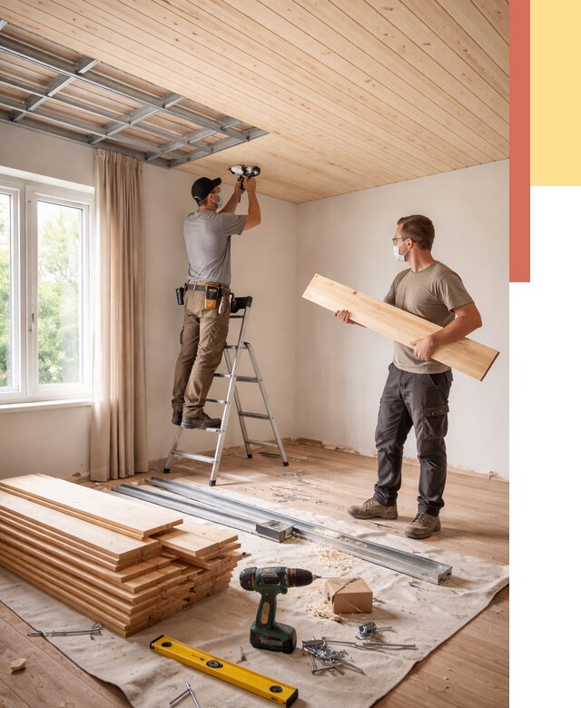 Монтаж потолка из вагонки в Балаково от 6615 руб. | Быстро и недорого — ОТДЕЛОЧНИК-Блк