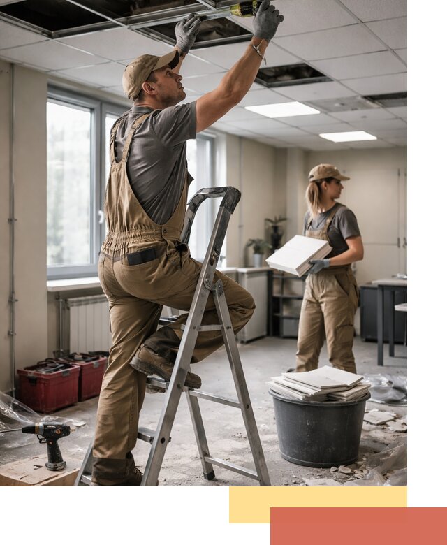 Ремонт потолка Армстронг и замена плит в Балаково