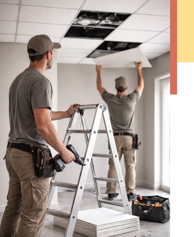 Обслуживание подвесного потолка в Балаково от 3562 руб. — быстро и недорого | ОТДЕЛОЧНИК-Блк