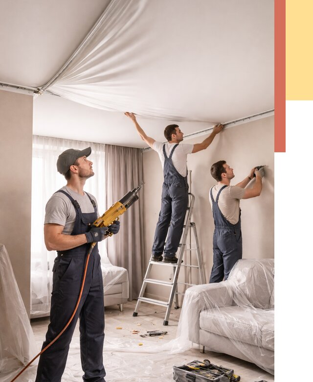 Установка натяжного потолка в Балаково от 4580 руб. | Быстро и недорого — ОТДЕЛОЧНИК-Блк