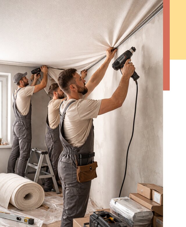 Монтаж фактурного натяжного потолка в Балаково от 763 руб. — ОТДЕЛОЧНИК-Блк