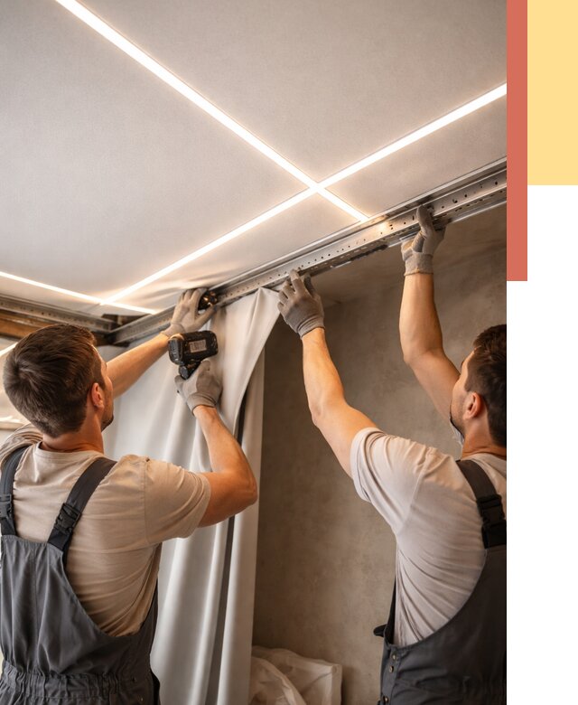 Монтаж натяжного потолка со световыми линиями в Балаково от 1221 руб. | ОТДЕЛОЧНИК-Блк