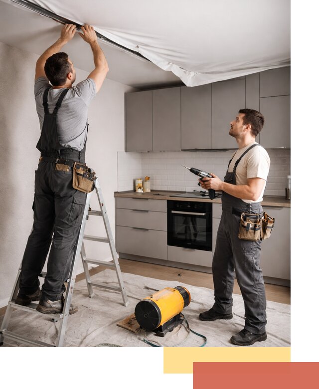 Монтаж натяжного потолка на кухне в Балаково