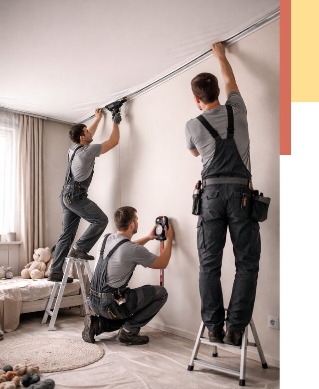 Монтаж натяжного потолка в детской в Балаково от 3562 руб. — быстро и недорого | ОТДЕЛОЧНИК-Блк