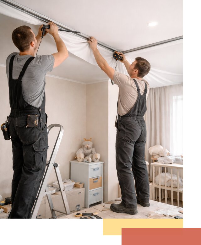 Монтаж натяжного потолка в детской комнате в Балаково