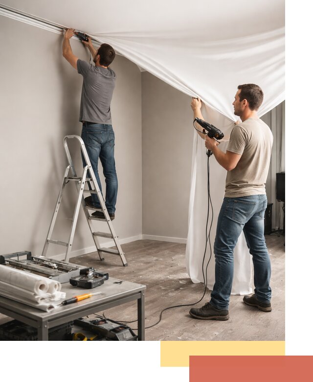 Монтаж натяжного потолка в студии в Балаково