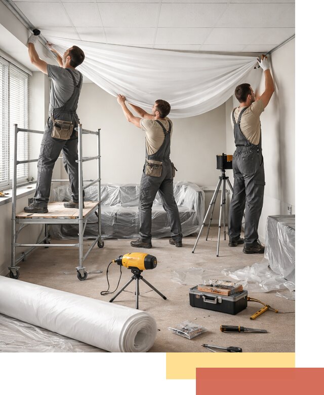 Монтаж натяжного потолка в офисе в Балаково