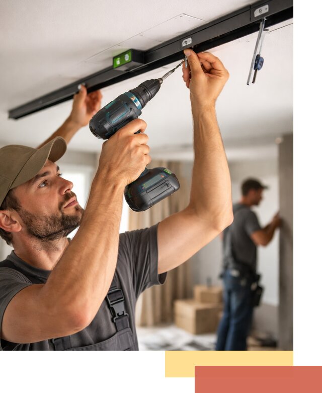 Установка трековых светильников в натяжной потолок в Балаково