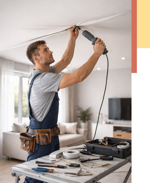 Ремонт натяжных потолков в Балаково от 9668 руб. под ключ — ОТДЕЛОЧНИК-Блк