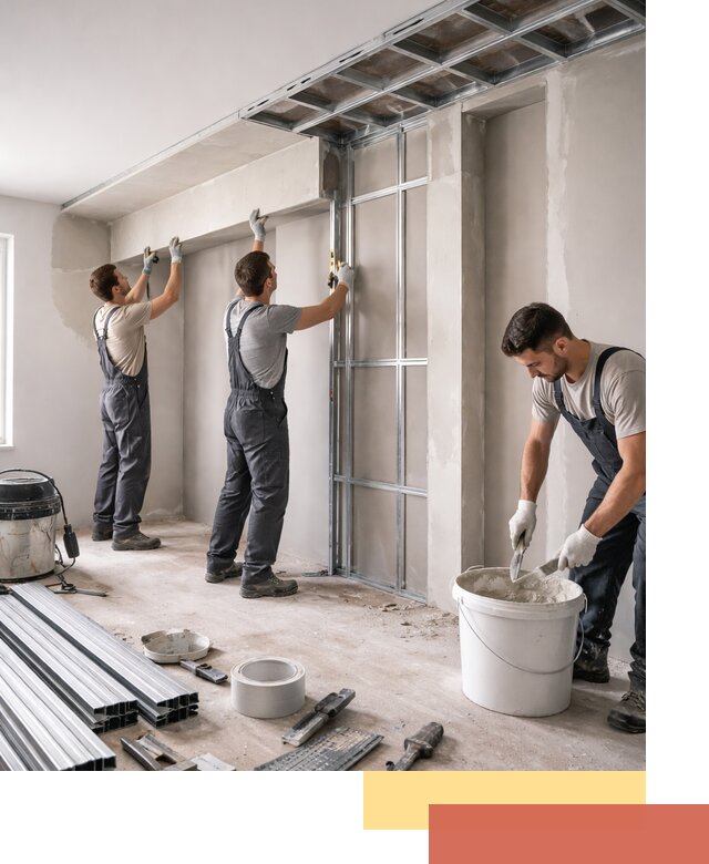 Монтаж потолка из гипсокартона с нишей в Балаково